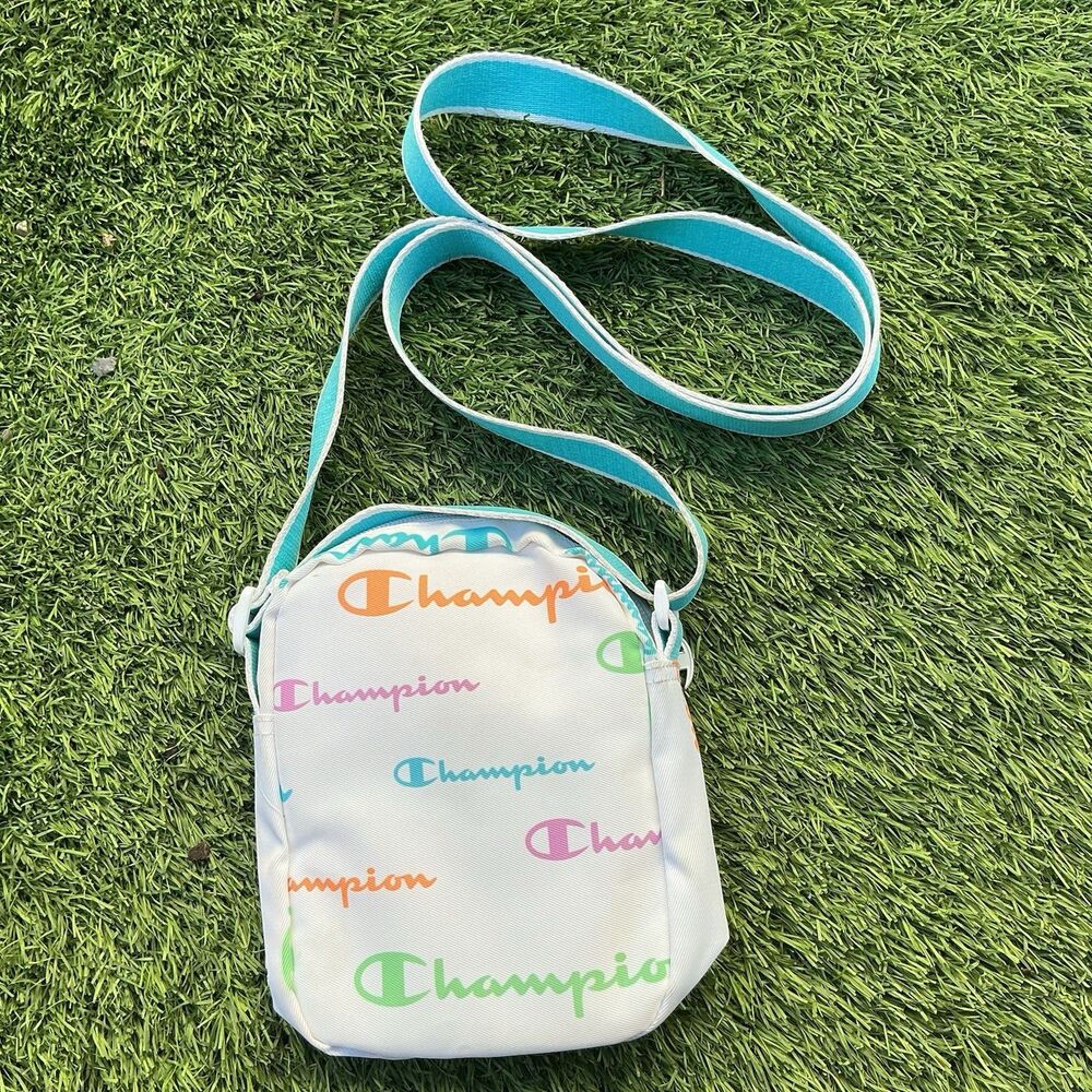 Champion Mini Crossbody Bag White Multicolor Logo Print Adjustable Strap